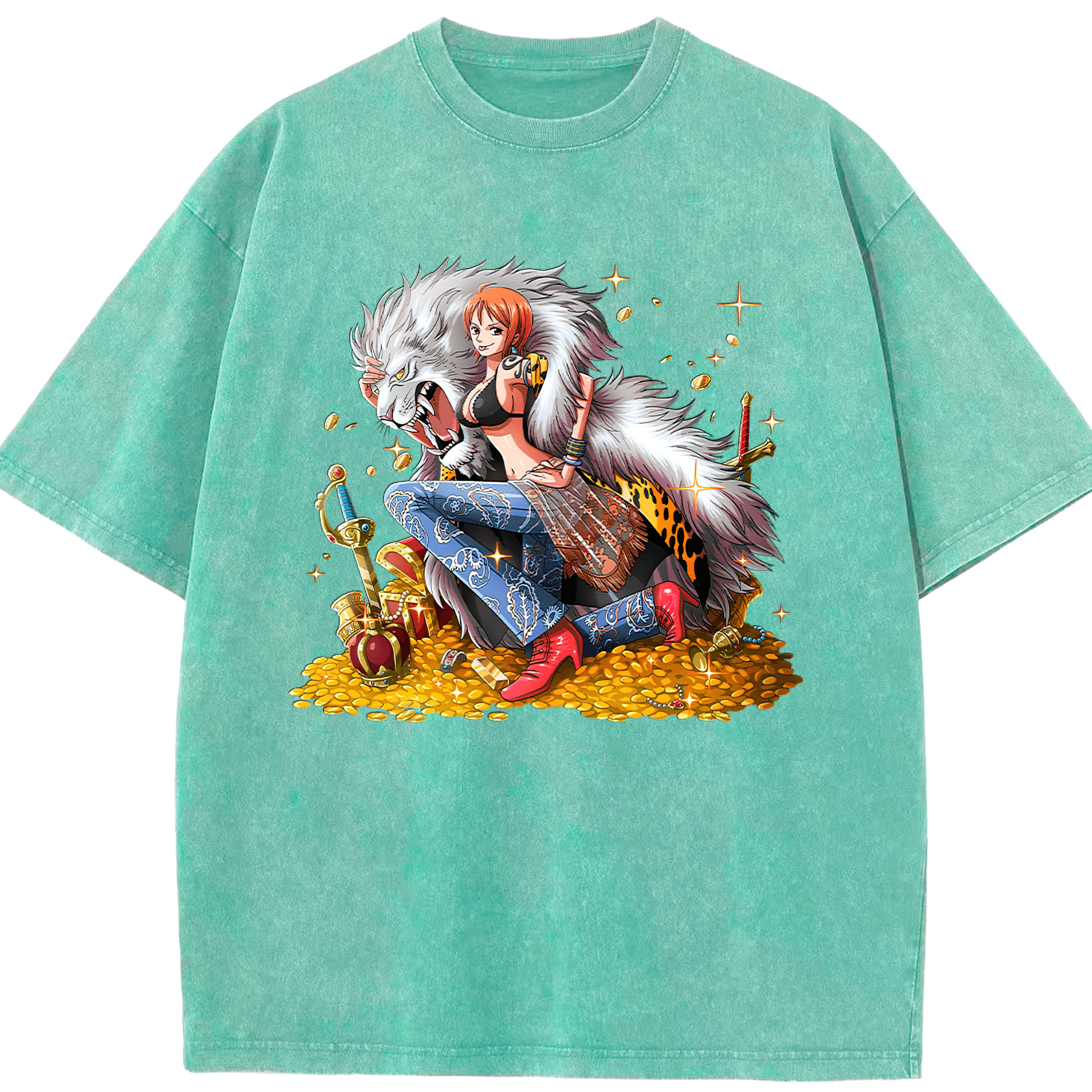 ワンピース ナミ ONE PIECE Nami 綿100% ヴィンテージ風 半袖Tシャツ（フロントプリント）